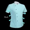 Coat Work Logo Uniform Restaurant Hotel Baker Cook Sleeve T-shirt Kort klädkock Mesh andningsbar servitör U2XD#