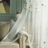Green Leaves Voile Sheer Curtains Floral Embroidered Sheer Tulle For Kids Bedroom Living Room Window Fabric Drapes Cortinas Sheer Curtains 240321