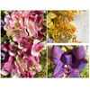 Flores decorativas Guirnalda de puerta de pared de flores de hortensia con cinta de lazo púrpura 2024 Fiesta de bodas de primavera Decoración de Pascua Guirnalda artificial