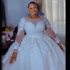 Plus Size Wedding Dres paljetter Lace Applicques LG Sleeves Bridal Dr for African Women Custom Made E8SR#