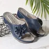 Zapatillas Mujer Cómodo Zapato Casual Punta Abierta Plana Hueca Flor Tacón De Cuña Sandalias