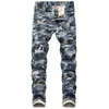 Camoue Jeans Persality Plus Size Jeans extensibles pour hommes Armée vert imprimé Denim Pantalons décontractés Design W2VY #