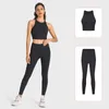 AL Set da yoga per allenamento sportivo ET Double 6 Lycra Canotta sportiva antibatterica e antiurto + Pantaloni fitness T-line morbidi e nudi