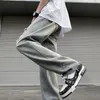 Broken Hole High Street Distray Jeans Men New Trend Korean Style Straight Tube slitna denim Pants Hip Hop Ripped Jeans R9WJ#