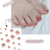 Накладные ногти 24 шт., французские типсы для ног, простые однотонные модные короткие квадратные накладные ногти с полным покрытием, пресс для женщин