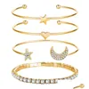 Polsino 4 pezzi / set Moda donna Bracciale in oro Braccialetti aperti Gioielli Luna Stelle Braccialetti Semplice consegna di goccia Dhdey