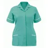 Solid Color Women's Operating Room Nurse Uniform Topps Kort ärm Workwear V-ringning Medicinska toppar T-shirt Clinic Scrubs Tops O5RH#