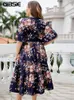 Gibsie Plus Size Floral Print v Neck Belted Dr Women Holiday Boho Summer Butterfly Sleeve A-line Women LG DRES 2023 NEW 16NW＃