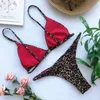 Micro Leopard Print Triangle Bikinis Set Swimwear Mini Thong Swimsuit Women Sexy High Cut Bathing Suit Biquini Bikini Mujer 240321