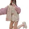 autumn Embroidered Pink Baseball Jacket for Women American Niche Street Loose Woolen Jacket for Women INS Fi 36SS#