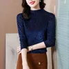 Camicette da donna Elegante colletto alla coreana Abbigliamento stampato 2024 Autunno Inverno Allentato Tutto-fiammifero Top Camicie da ufficio da donna