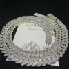Projektant biżuterii o szerokości 15 mm 925 srebrny biżuteria biodra Hip Hop Custom Cuban Link łańcuch VVS Bagieette Moissanite Diamond334L