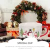 Vinglas med julen jul snögubbe kaffemugg keramik koppar resor porslin te cup spannmål frukost havregryn för gåva