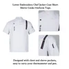 #m-3xl Men Chef Coat Cook Uniform Letter Embroidery Short Sleeve Jacket Tops Restaurant Kitchen Work Clothes Job Wear L1ng#