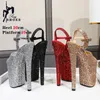 20 cm bling sequined womens sandaler med klackar nattklubb poldansmodellfest 8inch stilettos bröllop stripper skor 240327