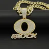 Pendanthalsband Hip Hop Big Crystal Letter Q -halsband med Iced Out Bling 13mm Bredd Miami Cuban Chain Fashion Charm smycken DRO296L