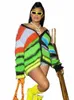 weird Puss 2022 Cardigan Sweater Y2K Women Butt Ctrast Color Patchwork V-Neck Lantern Sleeve Top Street Hipster Loose Coat l9Kt#