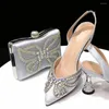 Dress Shoes 2024 Summer Italian Elegant Ladies And Purst Set For Wedding Fashion Women Spike High Heels