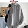 LAPPSTER Männer Koreanische Mode Weiß Langarm Shirts Herren Harajuku Schwarz Übergroßen Hemd Männlich Button Up Shirts Blusen 5XL 240318