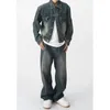 Tute da uomo 2024 Primavera Coreano Vintage Casual Retro Personalità Cappotto a maniche lunghe Stile di nicchia Cotone Hip Hop Jeans dritti