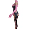 Sexy rosa rhinestes macacões mulher boate impressão collant cantor traje festa de aniversário pólo dança drag queen stage wear q8cd #