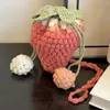 Sac à main à bandoulière en forme de fraise pour femmes, polyvalent, Adorable, sac à main décontracté, bricolage, dessin animé, seau en Crochet