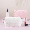 Sacs de rangement de maquillage pour femmes, sac à cosmétiques de voyage doux, étui de rangement pour jeunes filles, sacs à main roses et blancs