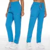 casual Solid Color Scrubs Uniform Medical Pants Dentist Pants Workout Spa Bottoms Clothing Trousers Pet Grooming Workwear Unisex c4WA#