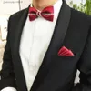 Bow Ties Good fashion Formal commercial Flash Wedding Groom Best man suit black Burgundy navy blue mens bow tie Y240329