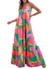 Casual Dresses Women S Floral Print V-Neck Sleeveless Maxi Dress With Backless Design - Stylish And Comfortable Summer Party Cami
