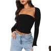 Damestanktopjes Camis Slim Fit Y2K crop tops en lange mouwen Bolero 2-delig Uitsparing Strapless Effen kleur Tube Street chic Drop Delivery App Dhieq