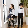 Enfants Cott Japonais Uniformes scolaires coréens Filles Garçons Chemises blanches Pantalons jupe bleu marine Ensembles de vêtements de maternelle Outfit F0iE #