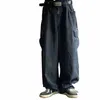 Harajuku Y2k Baggy Jeans Pantalons Pantalons en denim pour hommes Pantalons à jambes larges noirs Jeans pour hommes Oversize Cargo Coréen Streetwear Hip Hop p5jh #