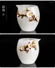 Juegos de utensilios de té de vidrio engrosado, jarra para servir té, taza de esmalte de colores, juego de Jade de porcelana blanca