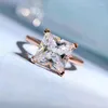 Cluster Rings 2024 S925 Silver 8 Princess Square Ring Personlighet Wild Classic Four-Claw Diamond