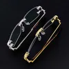 Necklace Earrings Set Square Sterling Silver S925 Rimless Eyeglasses Men 2024 Frameless Diamonds Anti Blue Light Eyewear