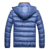 Ny ankomst Vintermän Solid Color Hooded LG Sleeve Zip Up Pocket Down Jacket quiltad kappa Solid färg Mens Hooded Parkas C8p4#
