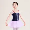 Girls Ballet Tutu Dr Puff Short Sleeve Girls Cott Dance Gymnastics Ballet kjol Koreansk stil Flera färger Splicing T2H3#