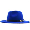 Basker kände kvinnor bredbredd ull jazz fedora hattar panama stil damer trilby gambler mode hatt cowboy party sunshade cap