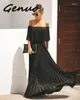 Casual Dresses Genuo Off Shoulder Chiffon Summer Women Ruffle Pleated Long Dress Pink Elegant Loose Holiday Beach Female 2024