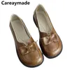 Casual Shoes Careaymade-French Round Toe Loafers Women's Flat British Style Retro Single Shallow Women One Foot Small Leather