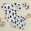 Ensembles de vêtements Né Bébé Fille Vache Imprimer Vêtements Été Shorts Tenues Mignon Barboteuse Bandeaux