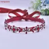 Topqueen Red Rhineste Bridal Belt de mariage CEINDAGE ROBE ROBE ROUGE ROUGE DÉCORATI ACTURES DÉCORME DES BRIDESS S09 80FX #