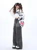 Damesjeans Amerikaanse retro harajuku klinknagel wijde pijpen broek winter preppy stijl gothic meisje rechte pijpen straat baggy vrouwen