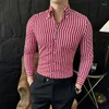 Мужские повседневные рубашки в полоску для мужчин с длинным рукавом, приталенные, роскошные, деловые, весна 2024, легкий уход, качество, джентльмен, Camisas De Hombre