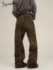Syiwidii ​​leopar baskı y2k kot pantolon büyük boy geniş bacak denim pantolon sokak kıyafetleri hip hop vintage gevşek bülbeli tasarımcı kot k3hn#