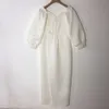 Robe Sexy à manches bulles en V profond, taille haute, coupe cintrée de grande taille, robe élastique fendue pour femmes 538836