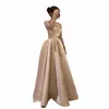 oeing champagne prom dres elegant från axelkorsetten paljetterad aline kväll dr formell ocn klänning vestidos de noche w4gt#