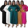 Grande taille Dres L-5XL automne Satin Lg manches plissées en vrac Dr élégant bureau dame Lg Robes Club Robes de soirée tenues v91S #