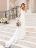 Elegancki plus rozmiar Wedding Dr dla Białej Szyff Bride z rękawami aplikacja Długość podłogi Suknie nośne V Neck 2021 Szaty S3CV#